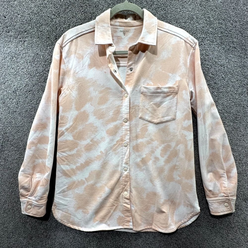 Garnet Hill Cozy Fleece Shirt Jacket Women XS Pink‎ Relaxed Snap Button Shacket
